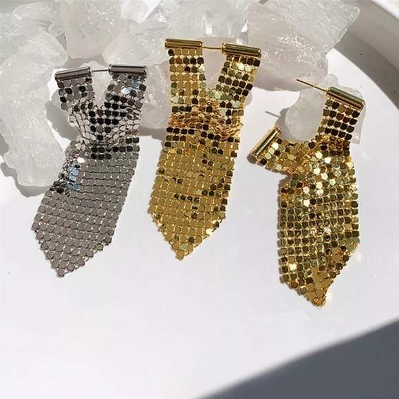 NEW, Long Silver Tassel Earrings - Picture 3 of 3